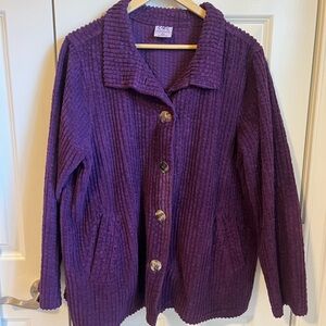 Purple Soft Corduroy Women's Jacket with Pockets